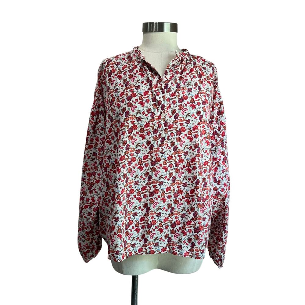 Universal Thread Red Ditzy Boho Peasant Floral Bl… - image 1